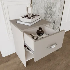 Set 2 comodini moderni 40x59h cm 1 cassetto  beige Emporio