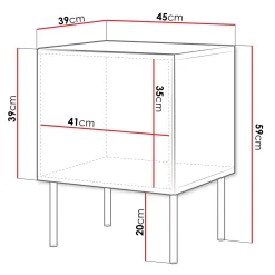Set 2 comodini 45x59h cm 1 anta nero opaco Stark