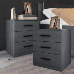 Set 2 comodini 46x56h cm 3 cassetti moderni ossido Cortina Gihome®