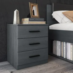 Set 2 comodini 46x56h cm 3 cassetti moderni ossido Cortina Gihome®