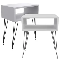 Set 2 comodini  45x59h cm moderni design industrial bianco Jamar