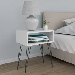 Set 2 comodini  45x59h cm moderni design industrial bianco Jamar