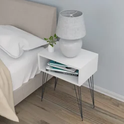 Set 2 comodini  45x59h cm moderni design industrial bianco Jamar