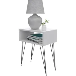Set 2 comodini  45x59h cm moderni design industrial bianco Jamar