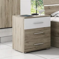 Set 2 comodini 47x56h cm moderni rovere natura bianco Copenhagen