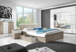 Set 2 comodini 47x56h cm moderni rovere natura bianco Copenhagen