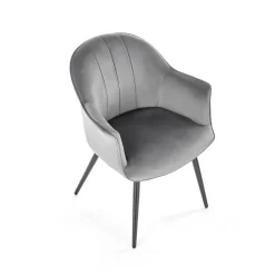 Set 2 poltrone relax moderna in velluto grigio nero Chica