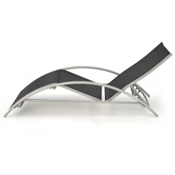 Set 2 sdraio da giardino con tavolino relax nero grigio Marea