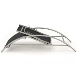Set 2 sdraio da giardino con tavolino relax nero grigio Marea