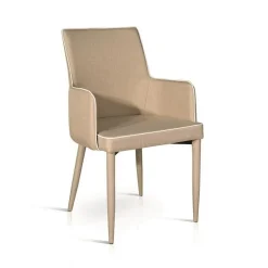 Set 4 sedie da pranzo con braccioli in tessuto tortora Scarlett Gihome®