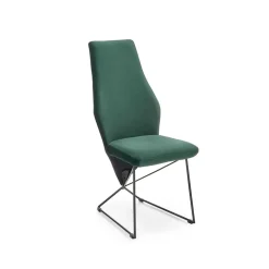 Set 2 sedie da pranzo imbottite in velluto verde scuro nero Malabo