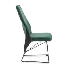 Set 2 sedie da pranzo imbottite in velluto verde scuro nero Malabo