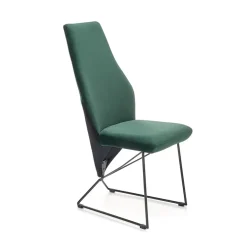Set 2 sedie da pranzo imbottite in velluto verde scuro nero Malabo