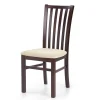 Set 2 sedie da pranzo imbottite classiche in tessuto beige noce scuro Rosita