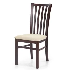 Set 2 sedie da pranzo imbottite classiche in tessuto beige noce scuro Rosita