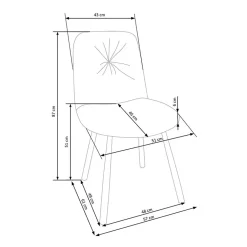 Set 4 sedie da pranzo moderne in tessuto grigio nero Kaos