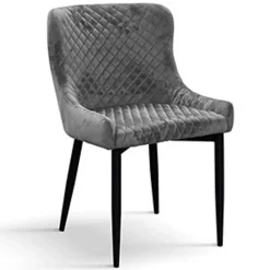 Set 4 sedie da sala imbottite in velluto grigio metallo Eliseo