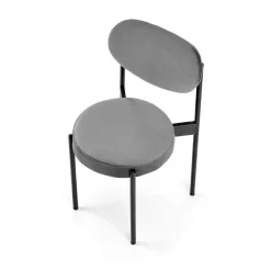 Set 4 sedie da soggiorno in tessuto grigio nero Leela
