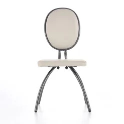 Set 4 sedie da soggiorno in ecopelle grigio chiaro Fergus