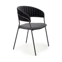 Set 4 sedie da soggiorno moderne in velluto nero Lina