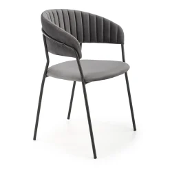 Set 4 sedie da soggiorno moderne in velluto grigio Lina