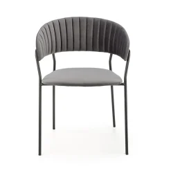 Set 4 sedie da soggiorno moderne in velluto grigio Lina
