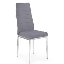 Set 4 sedie imbottite in ecopelle grigio con gambe in metallo Nicole