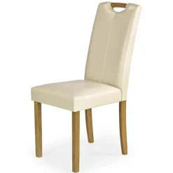 Set 2 sedie imbottite in ecopelle crema faggio Agata