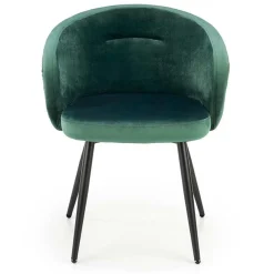 Set 4 sedie imbottite in tessuto verde scuro acciaio nero Amiata