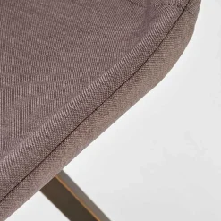 Set 2 sedie imbottite in tessuto grigio acciaio oro antico Joanna