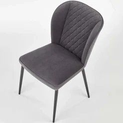 Set 2 sedie imbottite in velluto grigio Doral
