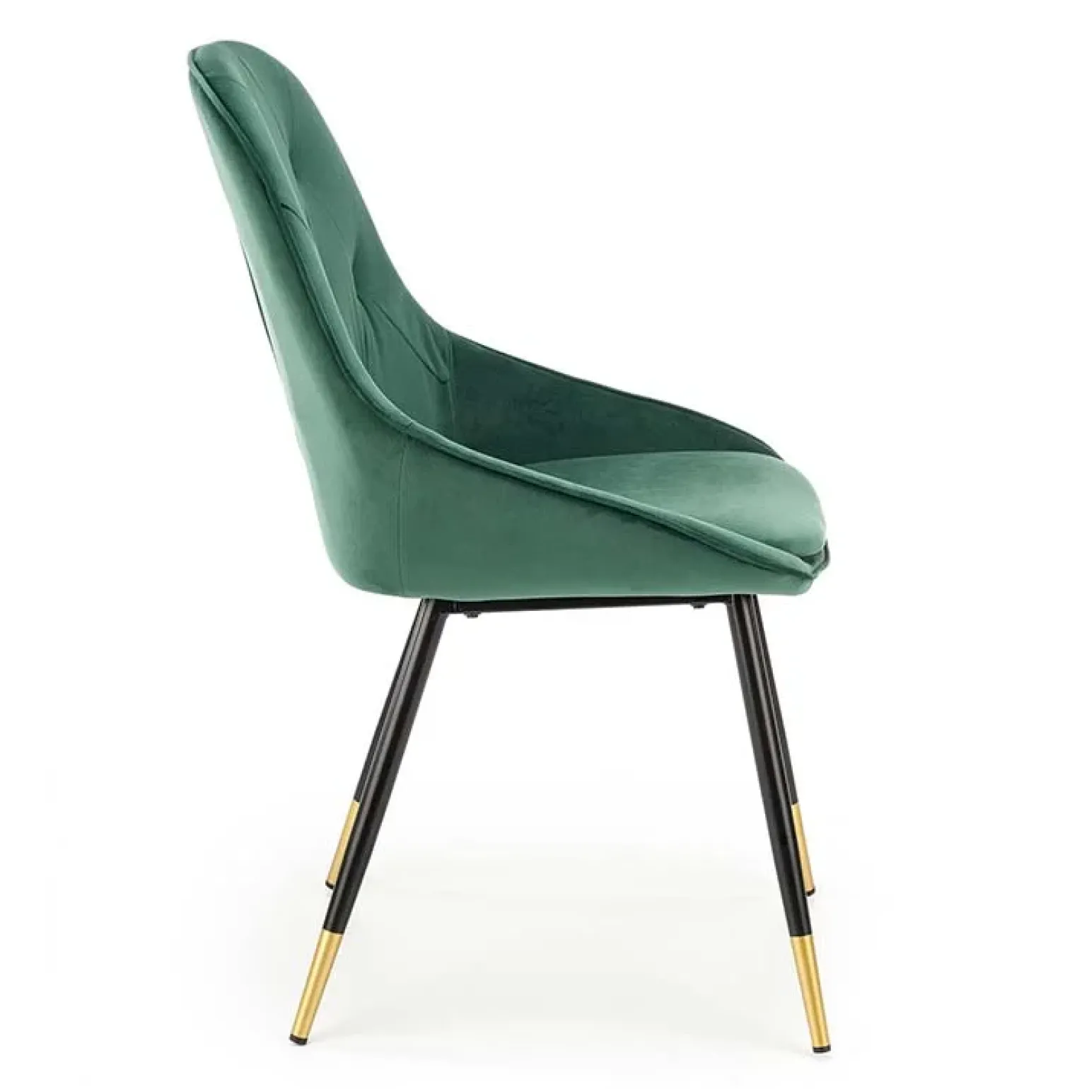 Set 2 sedie imbottite in velluto verde acciaio nero oro Emilia