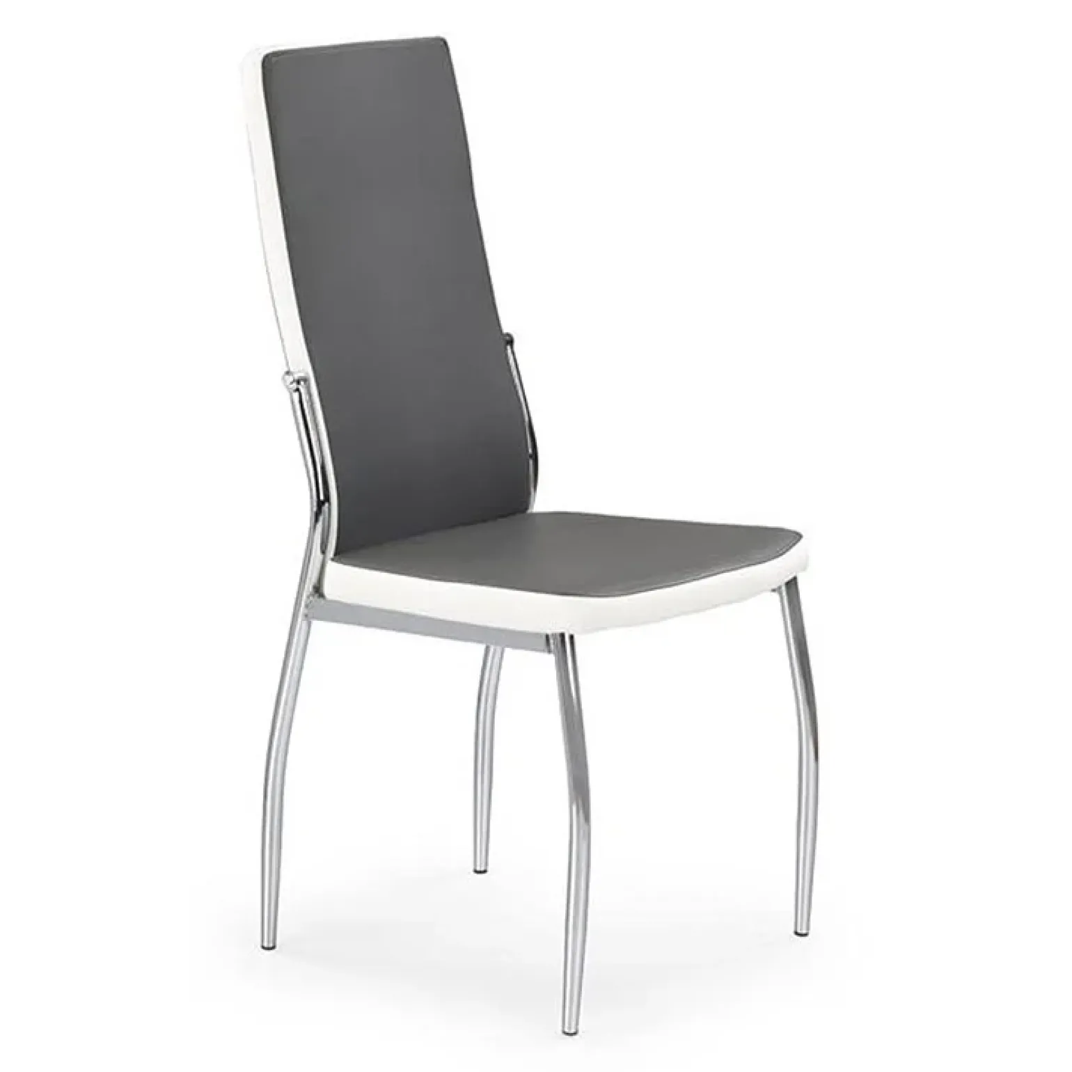 Set 4 sedie in ecopelle grigio bianco con gambe in metallo Emma