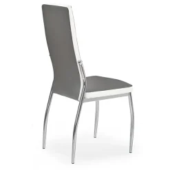 Set 4 sedie in ecopelle grigio bianco con gambe in metallo Emma