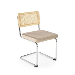 Set 2 sedie moderne da sala in rattan e tessuto beige Choco