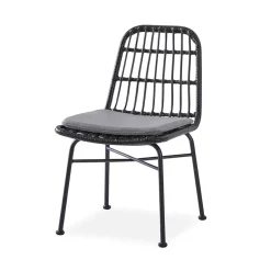 Set 4 sedie moderne da soggiorno in rattan nero Alicia