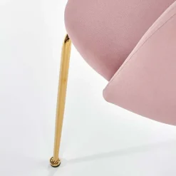 Set 4 sedie moderne in velluto rosa con gambe acciaio oro Jamila