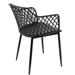 Set 2 sedie polipropilene design con braccioli nero opaco Messina