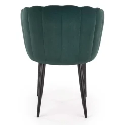 Set 2 sedie soggiorno imbottite in velluto verde con gambe in nero Cinzia