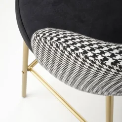 Set 2 sgabelli alti moderni in velluto nero bianco oro Tauret