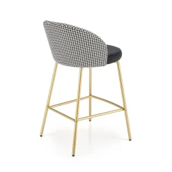 Set 2 sgabelli alti moderni in velluto nero bianco oro Tauret