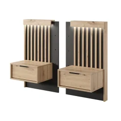 Set comodini 50x104h cm con cassetto rovere antracite Rubik