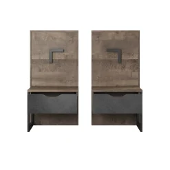 Set comodini 52x100h cm con led grigio quercia Dable