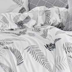 Set copripiumino matrimoniale e federe 220x240cm bianco grigio Ingrid