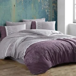 Set copripiumino matrimoniale e federe 220x240cm lilla viola Sarah