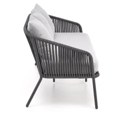 Set da giardino divano, poltrona, tavolino in vetro grigio Dalian