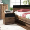 Set due comodini 46x56h cm moderni rovere scuro e nero Lisbona Gihome®