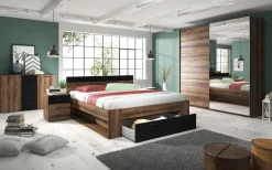 Set due comodini 46x56h cm moderni rovere scuro e nero Lisbona Gihome®