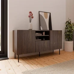 Set mobili soggiorno completo noce cannettato Gabiot