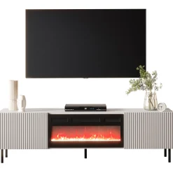 Set mobili soggiorno completo con frontali cannettati beige Ziggy 3